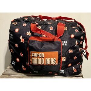 Nintendo Super Mario Bros Duffel Bag Travel Gym Black Red‎ CultureFly Shoulder